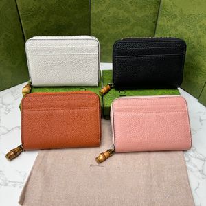 Nieuwste Mode Lederen Vrouwen Portemonnee Bamboe Rits Korte Portemonnee Multi Card Ingebouwde Ritsvak Clutch Bags Luxe Merk Dames Portemonnees Wisseltassen