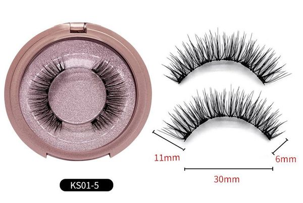 La más nueva moda No se necesita pegamento Pestañas magnéticas Gruesas naturales hechas a mano Luz suave Visón 3D Pestañas falsas con cinco imanes Delineador de ojos líquido + Pinzas para pestañas