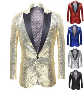 Date mode hommes paillettes Blazer fête spectacle élégant solide costume Blazer affaires de mariage en plein air veste hauts Blouse 4545705