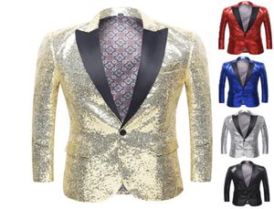 Nieuwste mode mannen pailletten blazer feestshow stijlvol solide pak blazer zakelijk bruiloft feest buitenjackt tops blouse 1805025