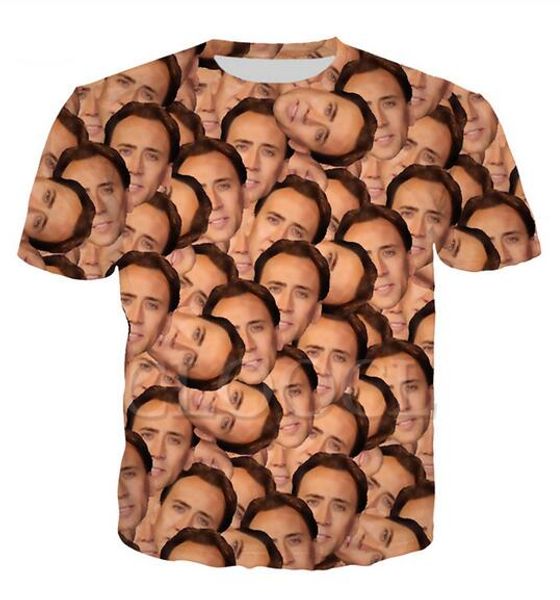 Lo más nuevo a la moda para hombre/mujer famoso actor Nicolas Cage verano estilo camisetas 3D estampado Casual camiseta Tops de talla grande BB0127