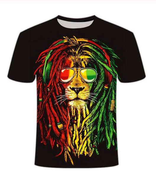 Nouvelle mode hommes/femmes portant des lunettes lion Style d'été t-shirts impression 3D t-shirt style décontracté hauts grande taille BB0173