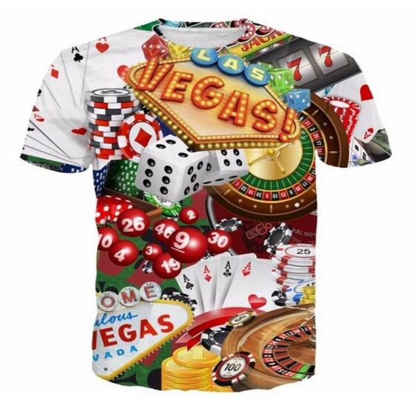 La más nueva moda para hombres y mujeres sobre Las Vegas Swag estilo veraniego camisetas con estampado 3D camiseta informal Tops de talla grande BB01315071083