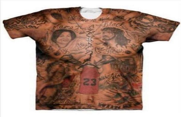 La más nueva moda para hombre y mujer, tatuajes JR Smith, camisetas de estilo veraniego, camiseta informal con estampado 3D, camisetas de talla grande BB0416694460