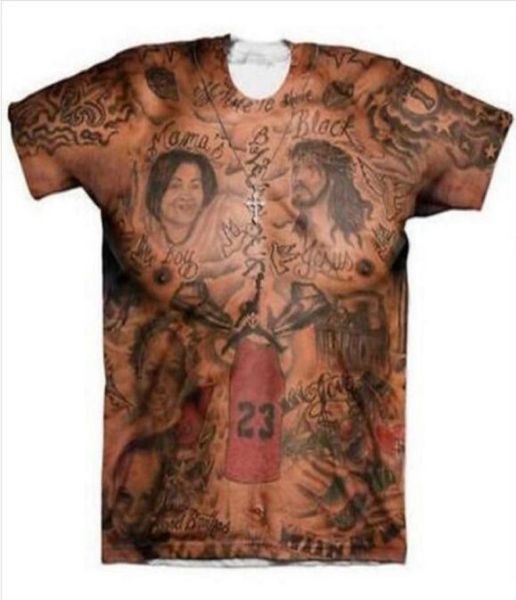 La más nueva moda para hombre y mujer, camisetas con tatuajes JR Smith, camisetas informales con estampado 3D, camisetas de talla grande BB0418390074
