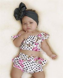 Nieuwste mode pasgeboren baby meisje kleding bloem print polka dot crop tops tutu korte broek 2 stks outfits zomer 34 y2