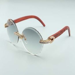 Nouvelle mode T3524016-3 lentilles de coupe diamants lunettes de soleil tigre naturel temples en bois rétro lunettes ovales taille 58-18-135mm309f