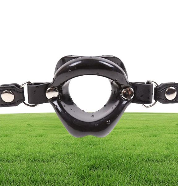 I più nuovi prodotti del sesso orale fetish pelle PU gomma bocca aperta bavaglio per uomo donna BDSM Bondage labbra O Ring bavaglio giocattoli del sesso per coppie2257830