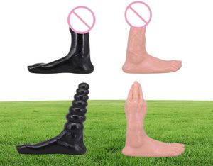 Diseño de pie más nuevo en gran consolador realista con manual de doble puño Masturbator femenino enorme plug -beads juguetes sexuales para parejas y9548797