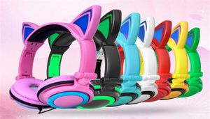 Le plus récent casque de jeu écouteur avec lumière LED pliable clignotant brillant mignon chat oreille casque pour PC ordinateur portable Mobile Phon7013310