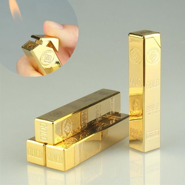 Le plus récent gaz butane bullion en forme d'or briquet briquet longue barre flamme métal cigarette briquets pour fumer outils de cuisine accessoires