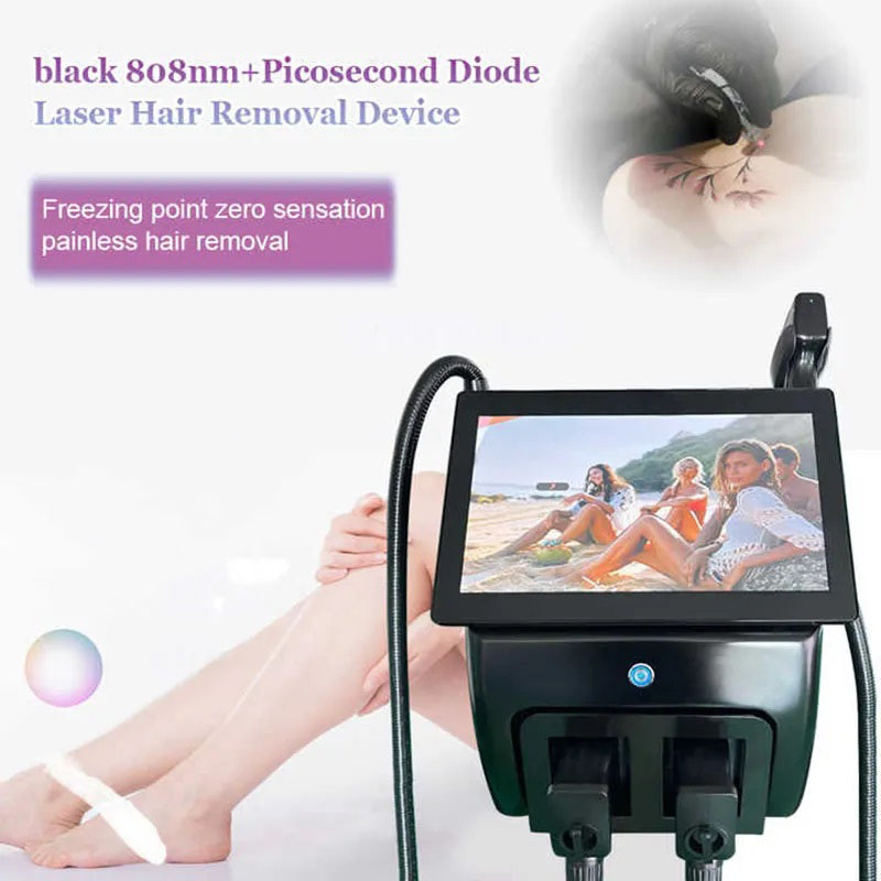 Newest Generation 2 in1 High Effective Ice Diode Laser 808 Painless Hair Removal Picosecond Laser Tattoo Pigmentation Removal Machine Laser Pico Second