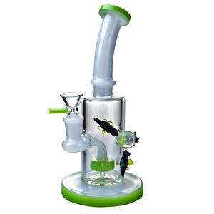 Nieuwste recycler uniek ontwerp 14mm vrouwelijke gewricht glazen bong douchekop perc rokende pijpen heady glazen klein water pijp dab olierigs met kom