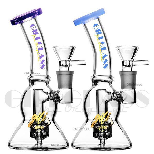 5.5 pulgadas mini dab rig Delicado doble capa Neumático Hookah Perclator Glass Water Bong con tubo reciclador de clavos de cuarzo Plataformas petrolíferas Pipas para fumar