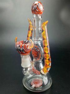 Nieuwste glazen waterleidingen op voorraad Vlam kleur nieuwe stijl recycler booreilanden 18mm Glazen bubbler bong Speciale vorm gratis verzending