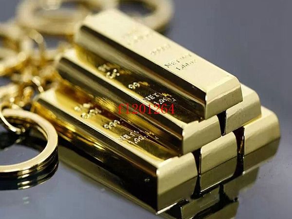 Porte-clés en métal en forme de barre d'or, 100 pièces/lot, créatif et amusant, mignon, cadeau d'anniversaire, livraison gratuite