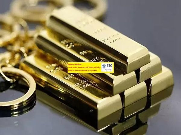 Le plus récent porte-clés en métal en forme de barre d'or porte-clés créatif drôle cadeau d'anniversaire mignon 100pclot