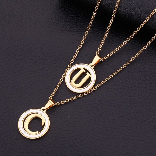 Date Or Couleur 26 Lettre Colliers Alphabet Shell Pendentif Collier De Mode Chaîne Collier Pour Femmes Hommes Bijoux 1 PC