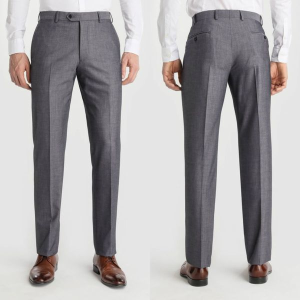 Los más nuevos pantalones de traje gris para hombre, pantalones ajustados baratos hechos a medida, ropa Formal para novio, el mejor hombre