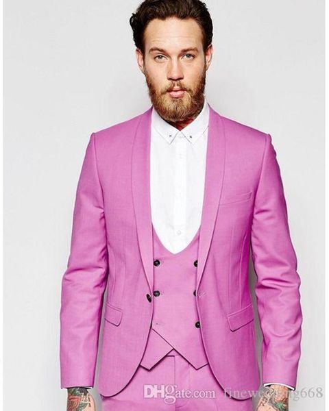 Les plus récents Tuxedos de marié garçons d'honneur rose Vent costumes minces ajustement meilleur costume d'homme mariage/costumes pour hommes marié (veste + pantalon + gilet + cravate) NO: 59