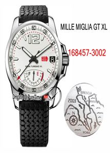 Nieuwste GT XL Power Reserve Automatic Mens Watch 1684573002 Classic Racing Steel Case White Dial Tyres Black Rubber Strap Puretime5343649
