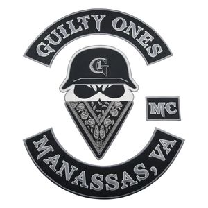 Nieuwste GUILTY ONES MC Iron On Patch Motorcycle Biker Grote Full Back Size Patch voor Jas Vest Badge Rocker Custom Beschikbaar Gratis Schip