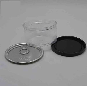 Tabac d'herbes Tabac Clear Plastic Pet Tin peut emballer Boîte pop-toit Pop-Top Cali avec une bordure personnalisée de couvercle de couvercle à enfant à usage facile 66 (d) x33 (h) mm