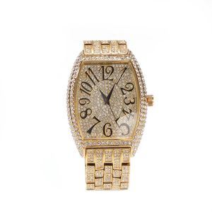 Date Hiphop style montres mode diamant grand vin baril cadran complet mâle montre loisirs bijoux montres 242D