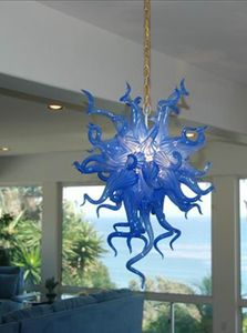 Las lámparas más nuevas Art Decor Blue Light Murano Chandeliers Lámpara de araña LED de vidrio soplado a mano Iluminación