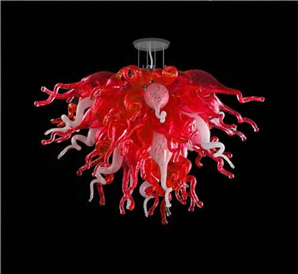 Lo nuevo hecho a mano soplado araña roja decoración contemporánea del vestíbulo del hotel lámparas colgantes de cristal de arte de Murano, LR1100