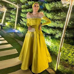 NOUVEAU Collier d'illusion Robes de bal musulman perle une ligne de la cheville de la cheville marocde de soirée avec des manches longues Dubai Vestidos de Fiesta 407