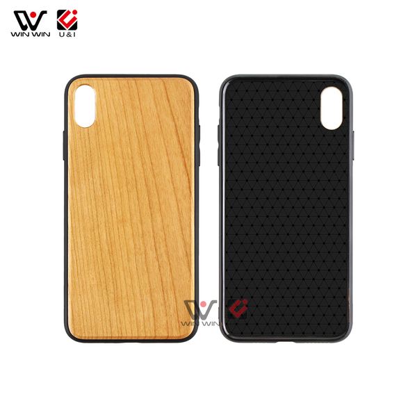 Lo más nuevo en stock Cajas de teléfono a prueba de golpes a prueba de agua para iPhone 7 8 X Xr 11 12 13 Pormax Xs Cherry Bamboo Wooden TPU Black Cover Shell Case Fundas en blanco de moda al por mayor