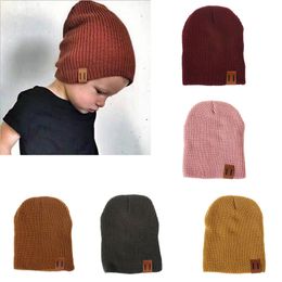 Date INS enfants couleurs de bonbons chapeaux à tricoter bébés garçons filles loisirs casquettes enfants automne hiver chaud bonnet chapeau tête chapeau 8 couleurs C5640