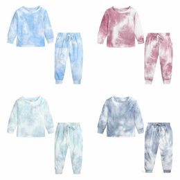 Nieuwste ins unisex pyjama sets kinderen sterven stropdas pyjama kleding bandjes thuis kleding modes casual meisjes pak nachtkleding homewear