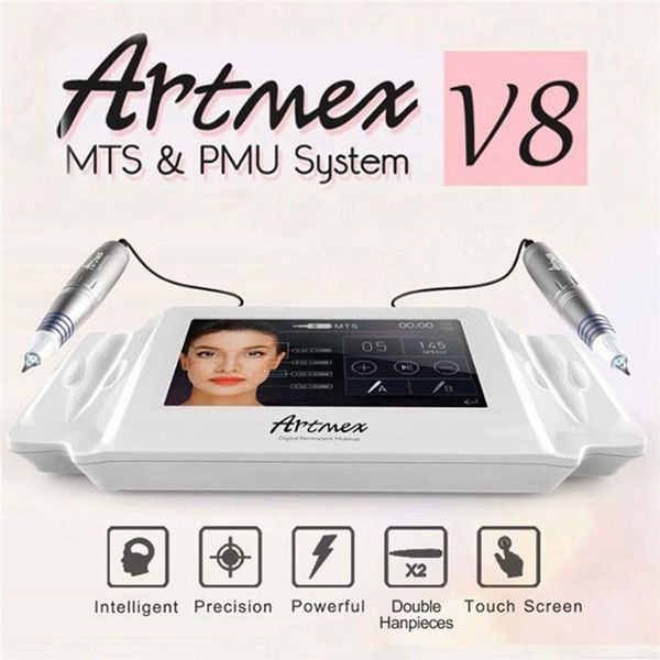 El más nuevo cosmético inteligente 2 en 1 tatuaje equipo de maquillaje permanente doble pluma micropigmento digital Artmex V8 DHL envío gratis