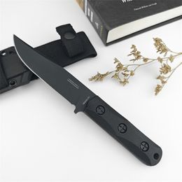 NOUVEAU EK 50 JOHN EK COMMANDO HUNTING FIXER BLADE COUTH 5.06 "Black Clip Point Blade Black Ultramid Gatchs Outdoor Combat Military Couteaux Celcon Sheat - EK50 BK18