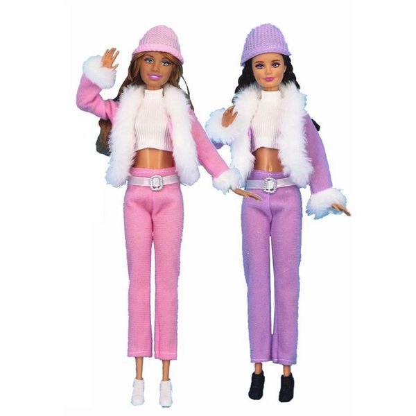 Nouveau produit kawaii rose + poupée de ski de poupée violette poupée