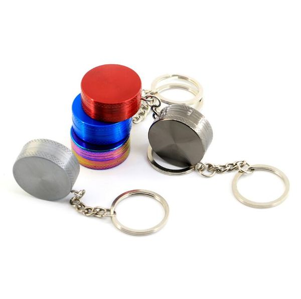 Le plus récent porte-clés pendentif broyeur outils pour fumer accessoires tabac cigarette main fumée métal abrader broyeur OD 30mm 2 couches