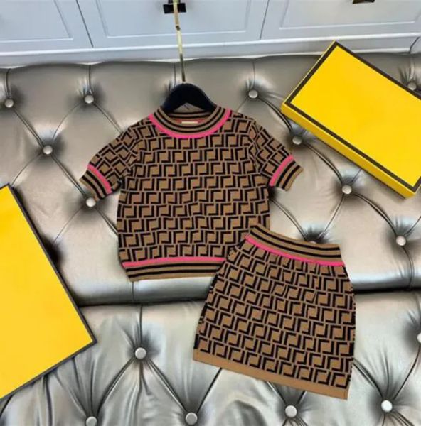 NOUVEAU Designer Robe F Bébé Vêtements Enfants Survêtement Pleine Tenue D'été Kid Top T-shirts Et Jupes