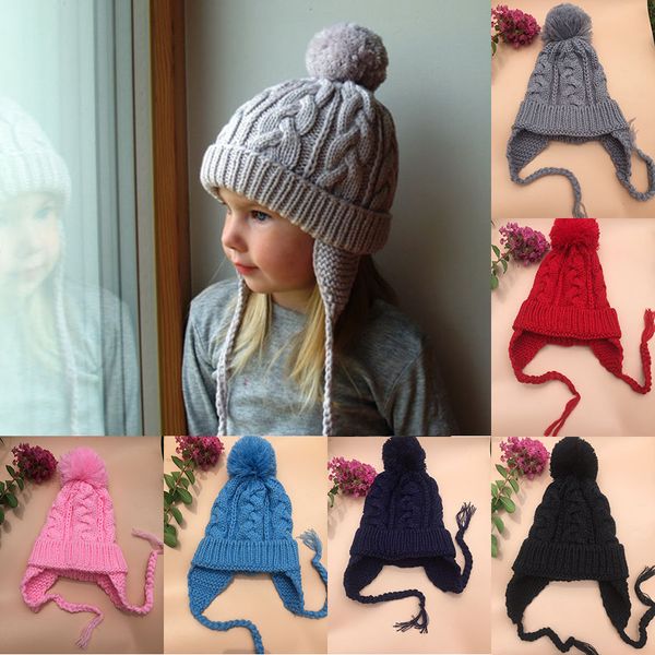 Los más nuevos niños Twisted trenza tejer sombreros bebés niños niñas Ocio Crochet gorras niños Otoño Invierno cálido sombrero de cabeza 8 colores C5641