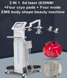 Nieuwste LLLT 635 Nm koude cryolipolyse lipo laserbehandeling 6d EMS Slankelend lichaamscellulitisverwijdering koele peddels snel gewichtsverlies machine