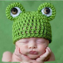 Nieuwste mooie pasgeboren baby gebreide haak hoed fotografie prop kostuum warm winter cap muts ga436