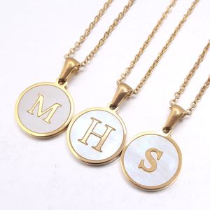 Новейшие роскошные золотые ожерелья с 26 буквами, кулон в виде ракушки с алфавитом, модное ожерелье-цепочка для женщин и мужчин Jewelry9612664