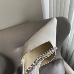 Date de luxe en cuir de veau brut femmes pompes cristaux de mariée chaussures pour mariage couvert orteil mode femmes chaussures talons 8 5 cm taille 35-40199W