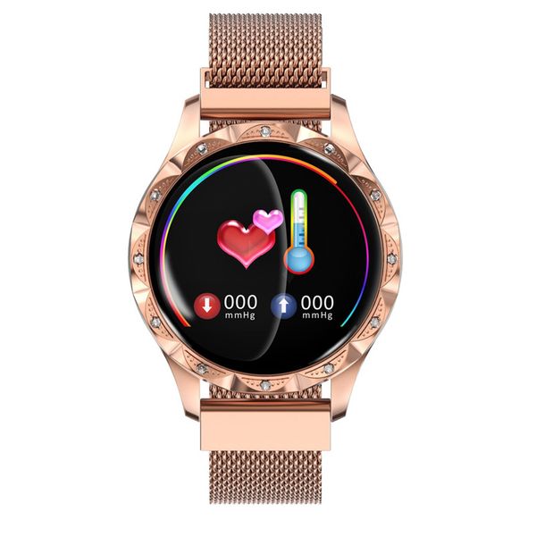 Más nuevo Correa magnética D18 Reloj inteligente Hombres Mujeres Presión arterial Reloj inteligente redondo Impermeable Deporte Reloj inteligente Rastreador de ejercicios para Android Ios