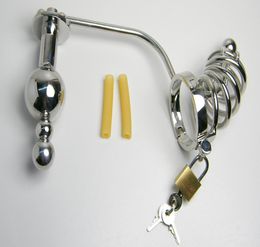 Plug Anal réglable en acier inoxydable pour homme, perles de fesses + ceinture de cage à coq, dispositif artistique SM, jouets sexuels 4156505