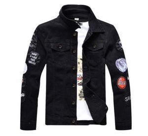 Nieuwste mannen scheurde blauwe denim jassen jas mode designer borduurwerk hiphop streetwear cowboy jas motorfiets jeans outerw2175304