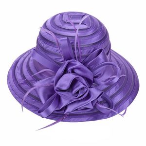 Nieuwste Mesh Kentucky Derby Church Hat For Women Organza Hat Wide Breide Flat Caps 9 Kleuren Gratis Verzending