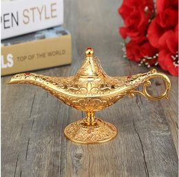 Lámpara de Aladino tallada de Metal más nueva, decoración de olla de aceite de té de los deseos, colección de ahorro coleccionable, regalo artesanal