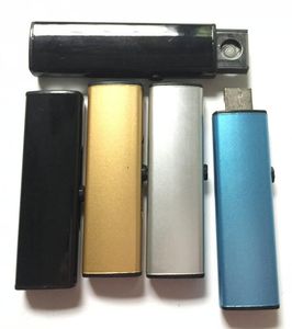 Le plus récent briquet électrique USB en métal rechargeable pousse double cigarette fumant du tabac briquets à base de plantes coupe-vent avec boîte d'affichage pour cadeau